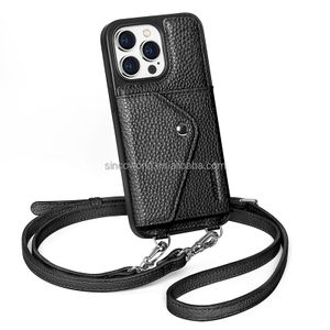 Crossbody phone case with wallet covers celulares leather crossbody phone case with card holder for iphone 15 16 pro max