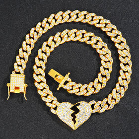 Wholesale Luxury Western Personalized Iced Out Hip Hop cuban moissanite  Gold Plated Necklace And Chain Jewelry