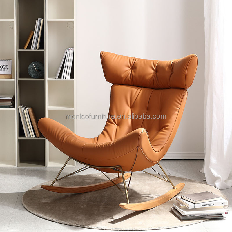 Ganzhou Monikou Technology Co., Ltd. Luxury Single Rocking Chair Light Lobster Convertible Nordic Balcony Lounge Chair Lazy Sofa for Living Room