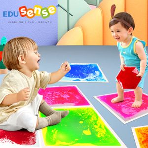 EDUSENSE Juguetes Para Nino 30x30cm Sensory Liquid Floor Integration Decorative Gel Liquid Tiles Autism Educational Toy For Kids