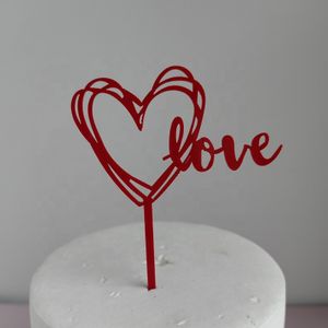 Heart shape love acrylic cake cupcake topper for valentines day cake decoration party supplies