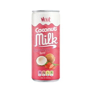VINUT 320ml Coconut Milk with Strawberry Flavor Natural Sweetener Beverage OEM Distribution for Soft Drinks and Juices
