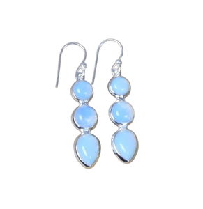 Pear Shape Milky Opalite Girls Earrings Gift For Christmas 925 Sterling Silver Gemstone October Birthstone Handmade Jewelry