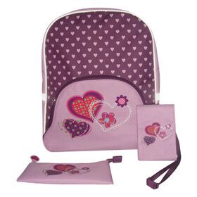School Backpack Set, Body Made of 600D with TPE Backing