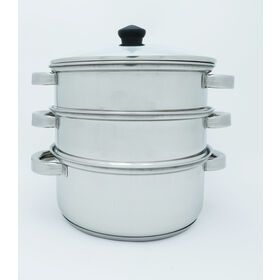 Induction Bottom Selling Stainless Steel Triple-layer Steamer With Glass Cover Soup Pot Hot Pot Kitchen Restaurant Outdoor