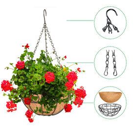 Manufacturers supply round iron art coconut palm hanging basket simulation decorative flower basket green plant pot environmental
