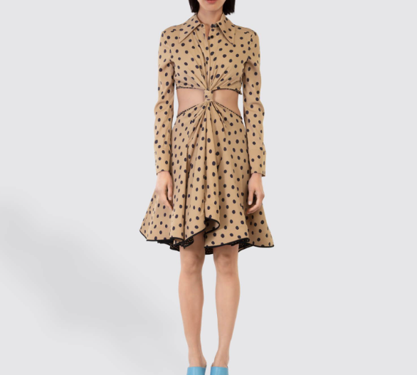 Women's Summer Velvet Dress Custom Solid Color Backless Sling Cutout Polka Dots Long Sleeve Casual Mini Dresses