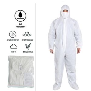 Aeofa 60gsm SF Personal Equipment Set Waterproof White Full Body Protective Safety Coverall PPE