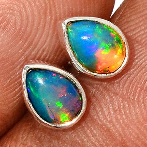 925 Sterling Silver Earrings Stud Colorful Opal Earring Gemstone earrings Silver Jewellery For Women