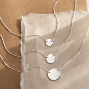 High Quality Gold Plated Women Stainless Steel Blank Coin Round Disc Pendant Necklace Fine Jewelry