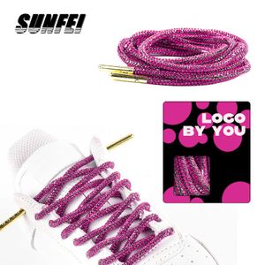 sunfei custom round bling Shiny diamond shoelaces Sneakers shiny rope shoelaces colors rhinestone shoe laces aglet