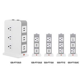 Multi US Plug Outlet Desk Smart Power Outlet Socket 600J Surge Protector Thin Vertical Tower Power Strip With USB C And Switches