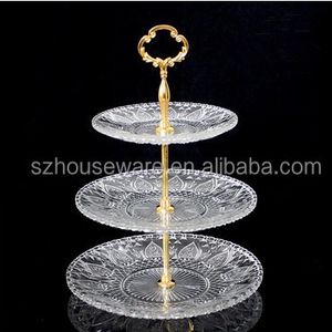 Cake Tray Cake Plates Clear Dishes & Plates Wholesale 3glass 7 Days Fruit Stand Glass Decorclassiclpartynderplates Wedding 33cm