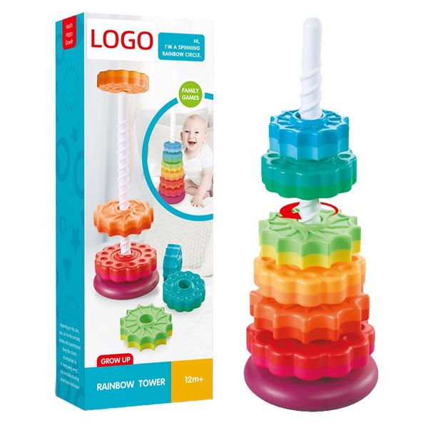 Fatbrain Fat brain Spin again Stacking Ring Circles Stacker stem toy,developmental Baby Spinning rainbow Stacking Toys