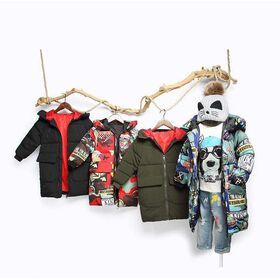 Fashion Casual Winter Windproof Warm Padded Jacket Mid-Length Children's Down Puffer Jacket Printed Hooded Kids Bubble Coats
