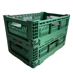 high quality customized color folding basket 500x330x170 mm collapsible and stacking plastic vented type storage crate box