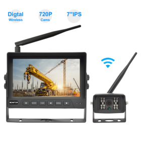 PJAUTO 7 Inch 2.4GHz Digital Wireless Camera Monitor System for Construction Vehicle