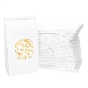 BLN Factory Degradable Food Packaging Kraft Paper Transparent Window Bag Customized Disposable Grease Proof Food Bread Paper Bag