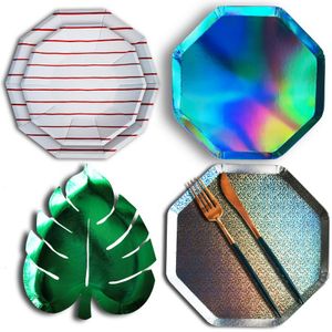 Offset Christmas Custom Printed Disposable Shaped Disposable Paper Plate