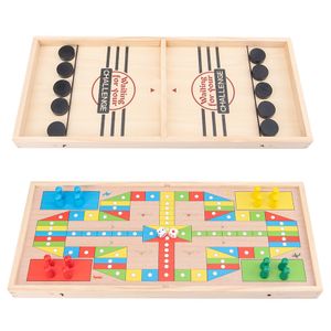 2 in 1 Wholesales Wood Fast Sling Puck Game Board Table Game For Kids Adults