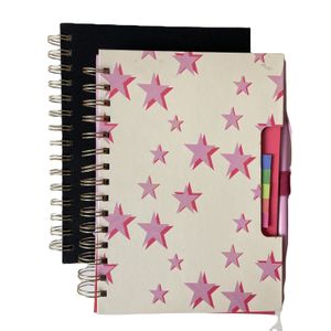 Wholesale custom Hardcover notebook A5 B5 size spiral notebook with sticky note pen pocket notebook
