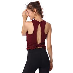Women's sports tank top ladies yoga wear loose soft sexy cutout back details yoga tops cotton