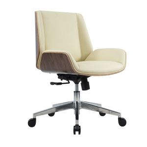 Modern Office Conference Chair Wooden Back Swivel Leather Manager Visitor Chair