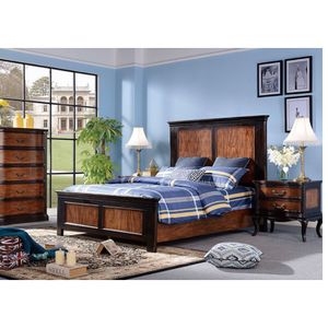 Wood King Bed American Style Classic Furniture Modern Bedroom Set Wooden Bed Furniture Home Bedside Table WA411