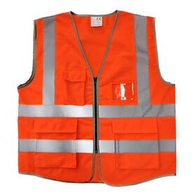 Factory price,Reflective Safety supervisor Vest with Four lines & four pockets, Zipper closure