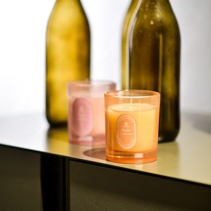 Custom Private Label Luxury Orange Glass Cup Soy Wax Scented Candle