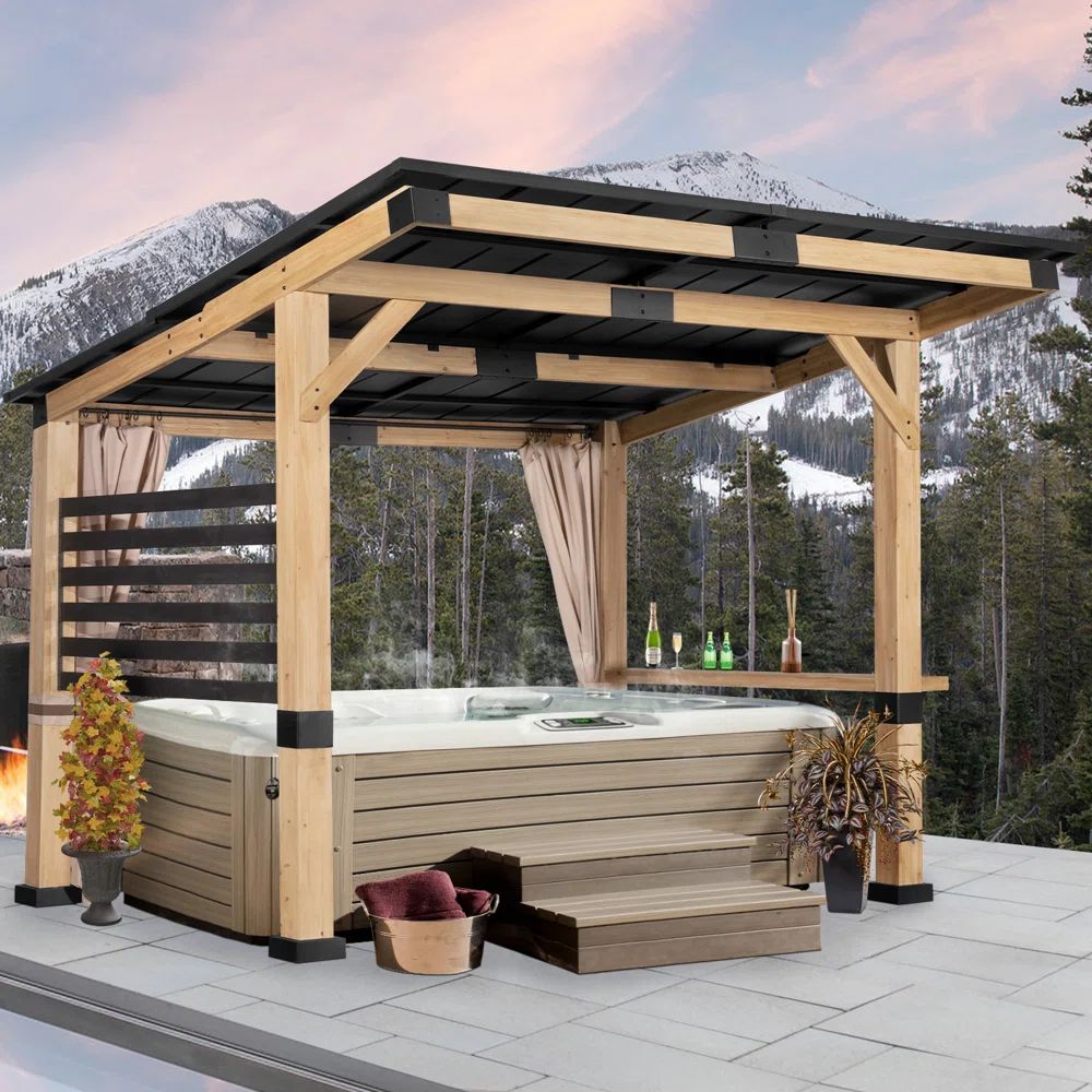 Hunan TOMA Energy Saving Science and Technology Corp.Ltd Chinese Top Wood outdoor living patio gazebo TOMA factory price backyard Spa Hot Tube pavilion