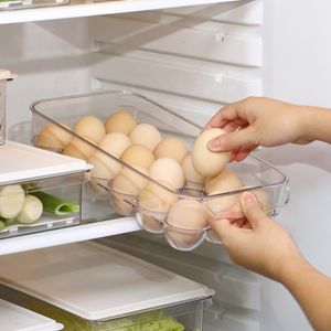 Kitchen organizer freshness preservation fridge stackable egg storage container 18 grids plastic refrigerator egg storage box