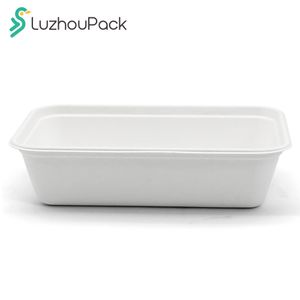 650ml 500ml Microwavable Custom Greaseproof Eco Friendly Bagasse paper box Food Containers Biodegradable Lunch Box Disposable
