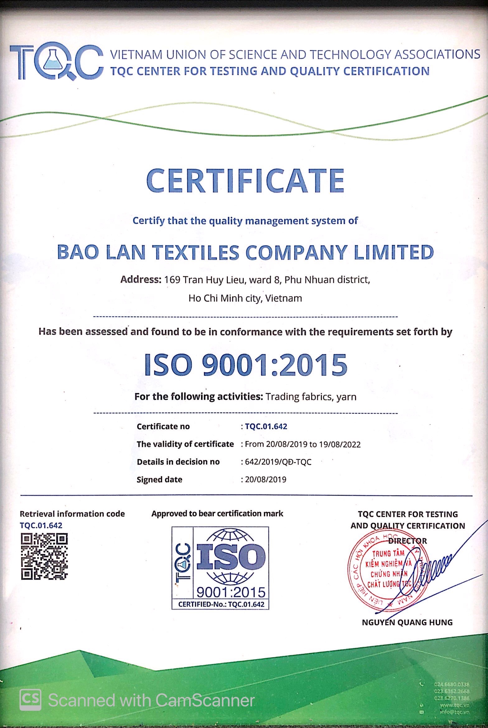 Bao Lan Textiles Company Limited Bamboo Fabric