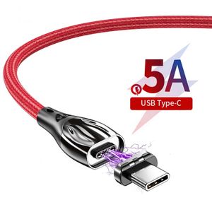 Nylon Braided Magnetic Type C 5A Fast Charging Usb Cable, Mobile Phone Micro Usb Charger Data Cable