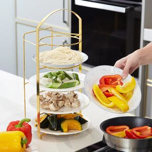 Hotel Restaurant Dessert Buffet Food Display Stand Multilayer Iron Dish Storage Rack Kitchen Preparation Plate Storage Shelf