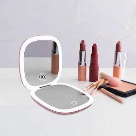 NEW compact LED double sided mirror pocket travel portable makeup mirror with led lightedPopular