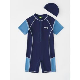 GRS factory quick drying one piece short -Sleeve swimsuit sun surfing Suit Children's swimsuits boys baby swimsuits child