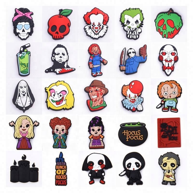 2024 Wholesale Custom Anime Cartoon Logo Beach Animal Rubber Halloween Clog Shoe Charms For Decoration Accessories