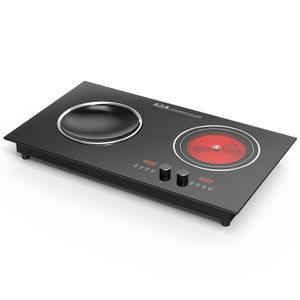 Wholesale Stainless Steel Burner with 3500W Double Induction Cooker Magnetic Aluminum Control Knobs for Kitchen
