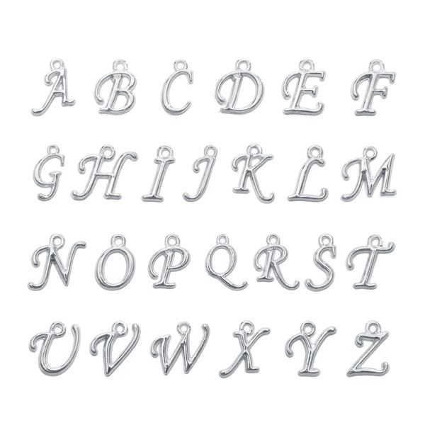 Bulk Price Gold Silver Rhodium Plated Letter Alphabet Stainless Steel Metal Charm Pendant for DIY Jewelry Making 10~15mm