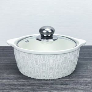3PCS White Kitchen Pots Casseroles Non Stick Cookware Sets and Bowl Dinnerware Plates Set Ceramic Soup Pot Cooking Pot Set