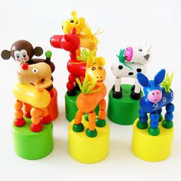 2020 Different Giraffe Wood Animal Pop-up push puppets Wooden push finger toys