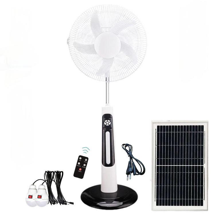 Shenzhen Nanshan District Yifeng New Energy Electrical Center 16 inch AC DC 12V Charging 5 Blade Rechargeable Solar Stand Fan With Panel And Battery Remotely Controlled