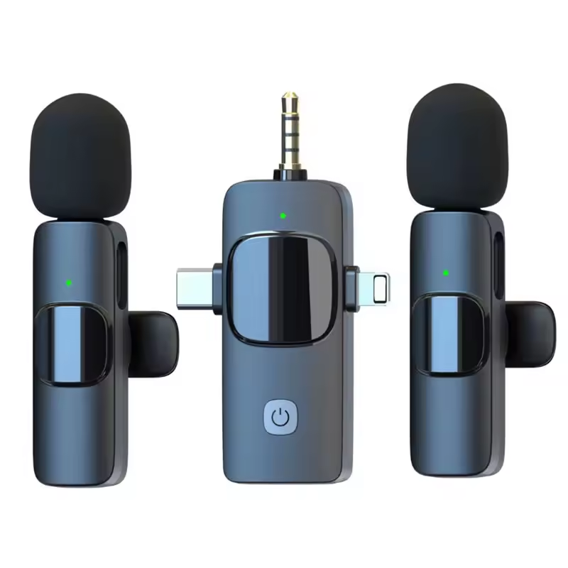 XYHigh Quality K15 Lapel Microphone 3 in 1 Wireless Lavalier For Short Video Recording Tool Broadcast PK K1 K9 K35