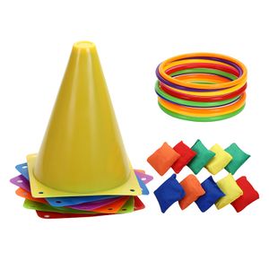 Classical Toy Conditioning Agility Training 10pcs Hopscotches Rings Bean Bag Ring Toss Game For Kids Hopscotch Rings Set Game