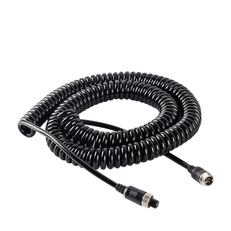 8M 4-Pin M12 Aviation Connector Spring Car Camera Cable Rear View Vehicle Monitoring Video Cable for Truck Semi-Trailer CABLE