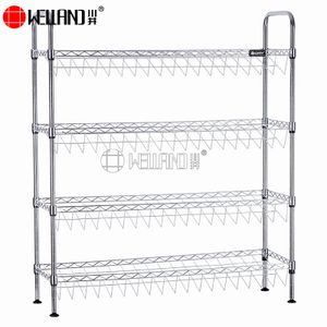 4 Tiers Adjustable Chrome Wire Shoe Rack For Home Display Storage Shoes Rack