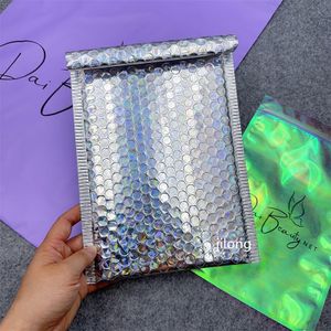 High quality Shiny Holographic Laser Bubble Mailers Bubble Bag Christmas Gift Bags Bubble Envelope Laser Glitter Courier Bags