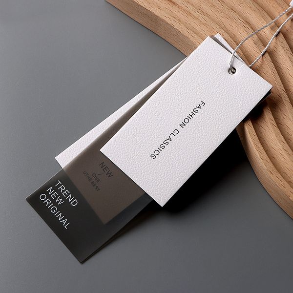Garment Accessory Brand Tags Custom Plastic PVC Paper Swing Tags Custom Free Design Clothing Hang Tags With String